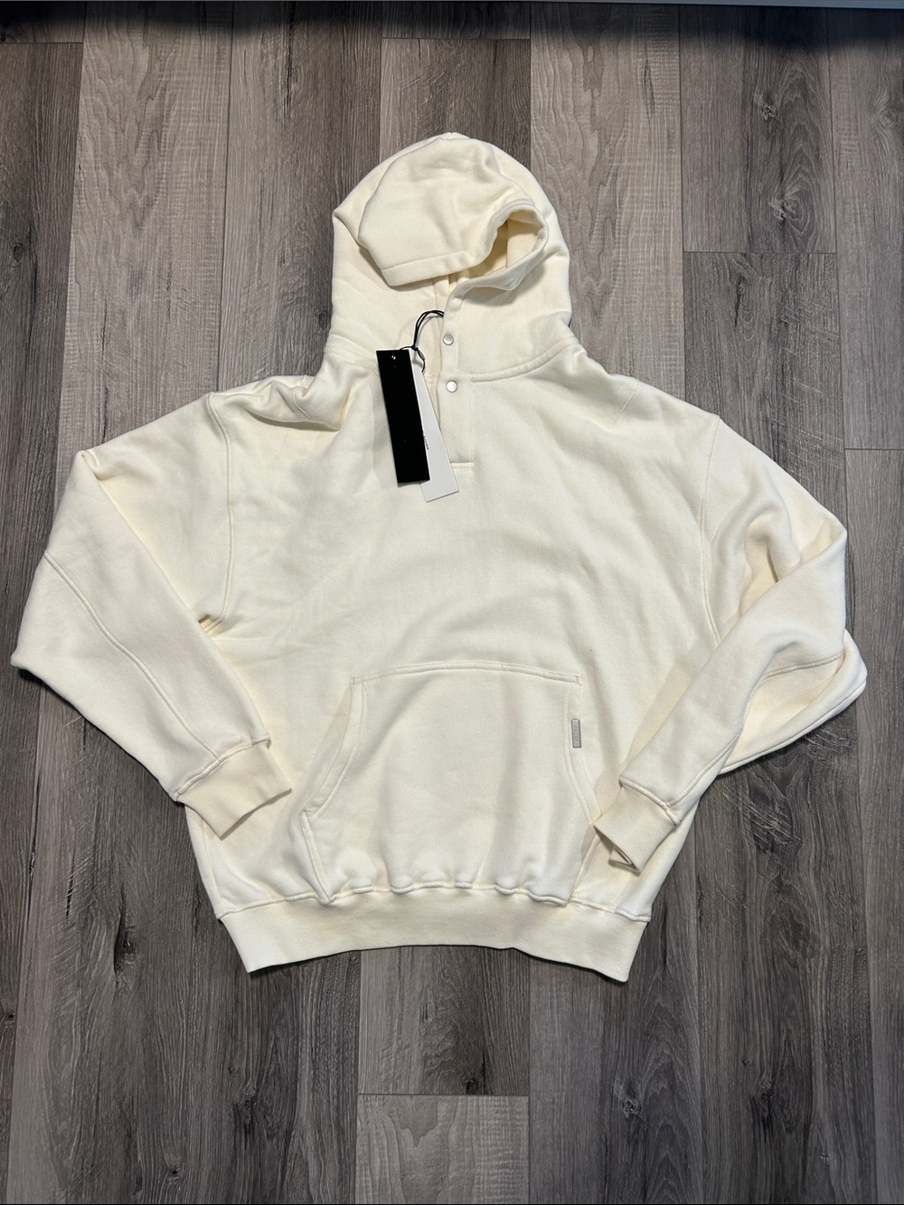 Kollar Cream Oversized Hooded Pullover Sweatshirt
